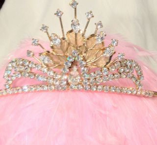 Quality Metal Woman Gold Crown Tiara Queen Lotus Stage Princess Bride 