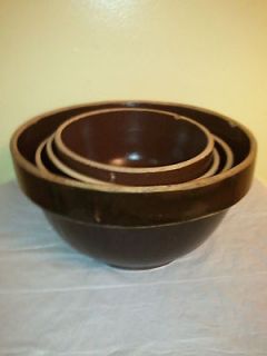 Set of 4 Stoneware/Farm​house nesting bowls   brown