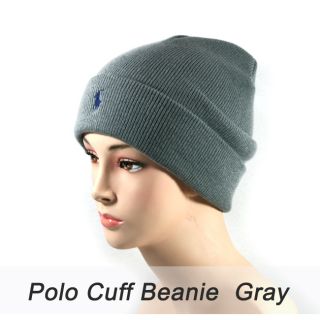 PO53 Gray Polo Cuff Beanie Dark Blue Small Logo Unisex good for 