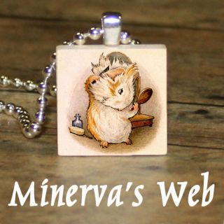 GUINEA PIG Beatrix Potter Art Charm Pendant Necklace by Minervas Web