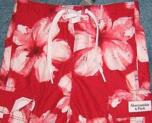New AF Abercrombie & Fitch Mens Board Swim Trunks Shorts Red Large
