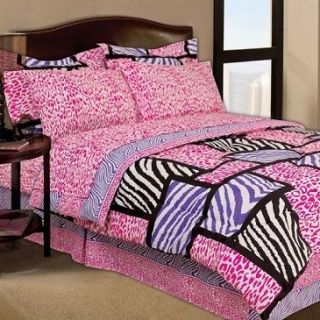 pink black purple zebra bed in a bag twin full or queen nip