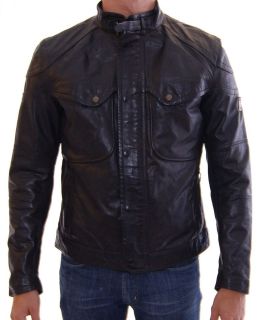 NWT $2100 BELSTAFF Hemel Blouson Leather Jacket Man Antique Black s 