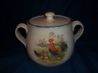   Rooster, Hen & Chicks Canister, Cookie Jar or Bean Pot Made in USA