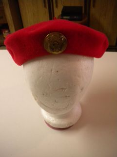Eagle Bell Red Beret with Brass Eagle Badge / Pin