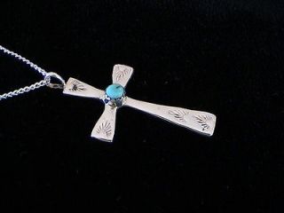   American Indian Silver/Turquoise Cross Pendant by Bernice Nelson