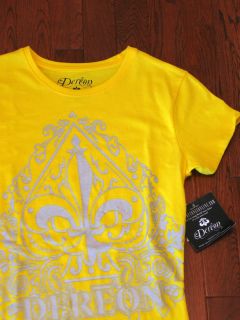 NWT Womens Beyonce House Of Dereon Short Sleeve Graphic Tee Yellow 