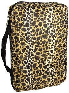 Bible Cover Leopard Print with Black Trim Protective Case Tote Zip 