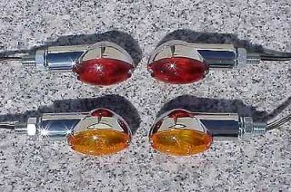 Set of Four Chrome/Amber MOTORCYCLE TURN SIGNALS
