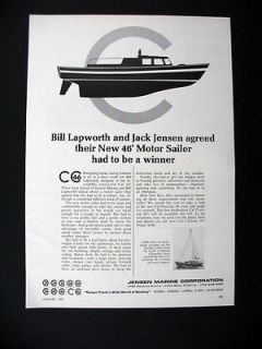 Jensen Marine 46 ft Motor Sailer yacht 1967 print Ad