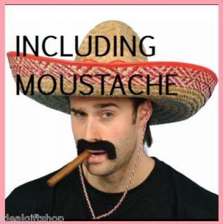 14X BIG MEXICAN SOMBRERO HATS MOUSTACHES HEN STAG PARTY