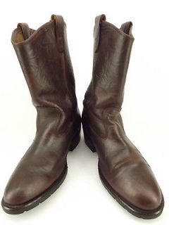 Mens cowboy boots dark brown leather Aero Glide 8.5 M classic roper 