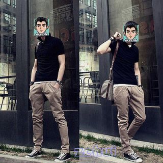   Skinny Pencil Cotton Blends Straight Long Casual Pants Mens Trousers