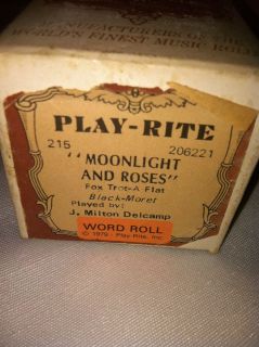   1978 Moonlight And Roses Play Rite Piano Music Roll   Estate Find