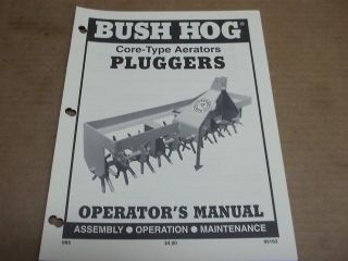 Bush Hog Pluggers Core Type Aerators Operators Owners Manual