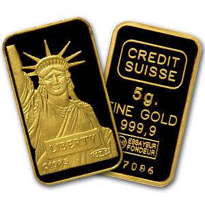    Credit Suisse(St of Lib) .9999 FINE GOLD BAR  INVEST FOR THE FUTURE