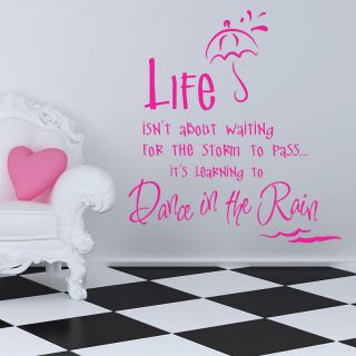 Dance In The Rain Quote Wall Sticker Wall Mural Self Adhesive Stickers 