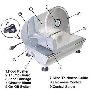   ELECTRIC DELI CHEESE MEAT FOOD SLICER CUTTER 7.5BLADE ABS Food Pusher