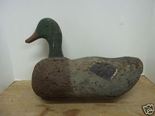 1930s Oscar Quam Magnum Drake Mallard Duck Decoy   Cork & Wood   MN 