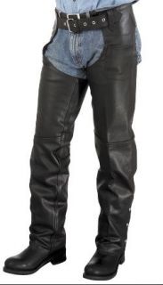 River Road Plain Chaps Mens Leather Harley Motorcycle Pants New Black