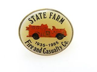 Vintage 1935   1985 State Farm Fire & Casualty Company Firetruck Pin 
