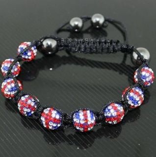   HipHop 9 Disco Balls 10mm Shamballa Crystal Beads Ajustable Bracelet