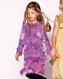 New Garnet Hill Silk Soiree Ruffled Party Dress Orchid Pink Size 7 y