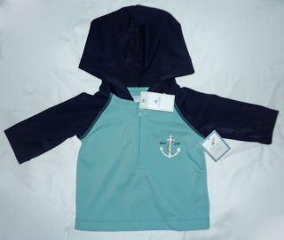 Baby Gap NWT Blue Anchor Hoodie Zip Swim Shirt Rash Guard 0 3