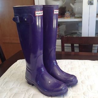 Sweet Tall Hunter Purple Glossy Rain boots L@@k Sz 7W / 6M Pretty 