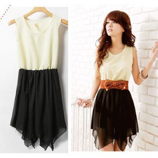 Korean Sweet Women Summer Fashion Irregular Skirts Chiffon Mini Dress 