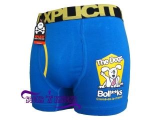 Mens Blue Xplicit The Dogs Boll**ks Funny Rude Boxer Shorts
