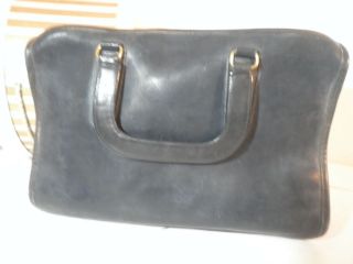 Vtg COACH Bonnie Cashin Era Navy Leather Mini Attache / Portfolio 