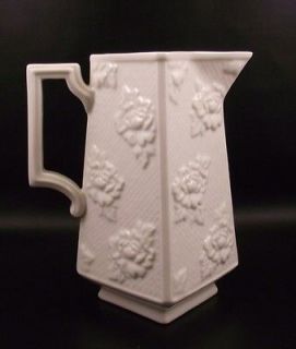 Beautiful Boehm Porcelain Pitcher~White Roses in Relief (@)