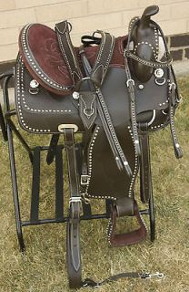 New 18 Brown Parade Texas Show Western Horse Trail Leather Saddle US 
