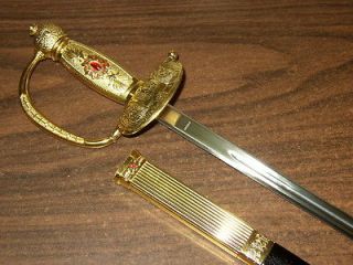 Replica Napoleon Bonaparte French Style Antiqued Gold Sword with 