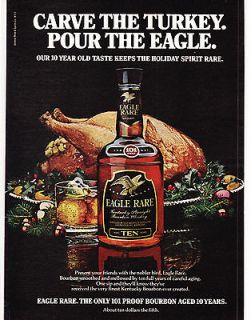   Print Ad 1978 CARVE THE TURKEY. POUR THE EAGLE. / EAGLE RARE BOURBON