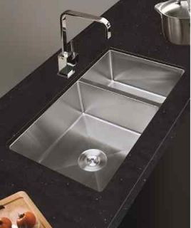   Zero Radius Double Bowl Undermount Stainless Steel Kitchen Sink