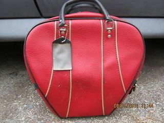 Red Bowling Bag w Black and Silver Trim One Ball Ten Pin Vintage Two 