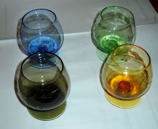   Potteries Made In Japan Set of Four Glass Mini Brandy Snifters Old