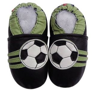 carozoo soft sole leather kid shoes soccer black 6 7y