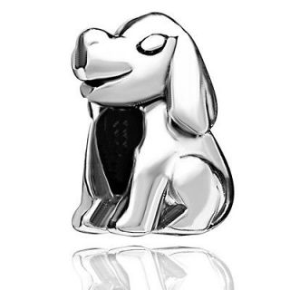 PUGSTER CUTE DOG PUPPY SILVER PLATED BEAD FOR BRACELET K25