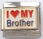   MY BROTHER 9mm ENAMEL ITALIAN CHARM BRACELET LINK HEART FAMILY SISTER