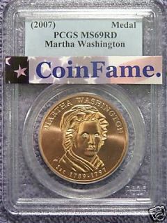 2007 (P) Martha Washington First Spouse Medal PCGS MS69RD