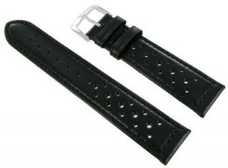 19mm Speidel Driving Band Genuine Calfskin Leather Black Watch Band 