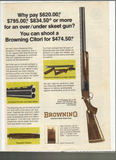 GUN ADVERTISEMENT BROWNING CITORI SKEET GUN 1977