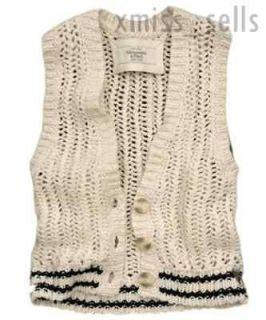 NWT Abercrombie & Fitch Cream Knit Womens Vest Gilet Shirt M Medium $ 