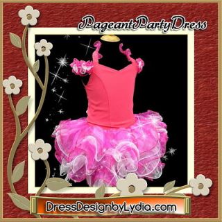 056Z Bright Pink Pageant Cupcake Dress for Little Girls Beauty Contest 