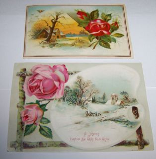LOVELY 1800S ANTIQUE VICTORIAN CHROMOLITHOGRA​PH ROSE EASTER CARD 