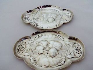 Pair Victorian Silver Dressing Table Trays Comyns Reynolds Angels 