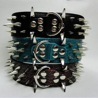 Dog Leather Spiked Collar For Pitbull Bully Boxer Collar Size XS 